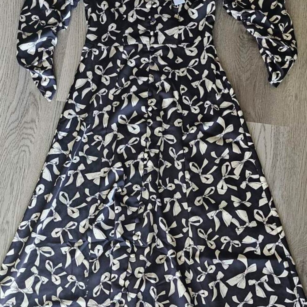 For Love & Lemons Angelica Bows Printed Retro Maxi Dress XS - Picture 2 of 3